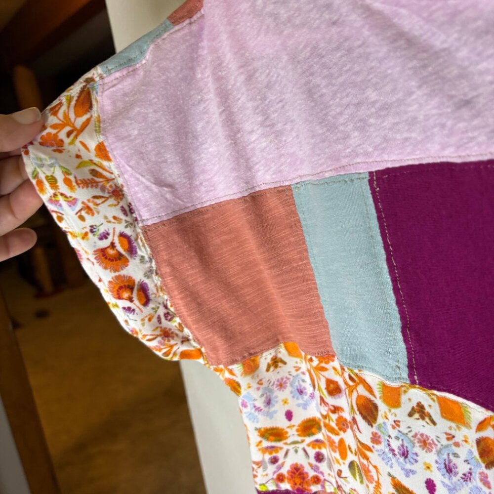 Upcycled Patchwork Size M Blouse Unique Retro Fal… - image 5